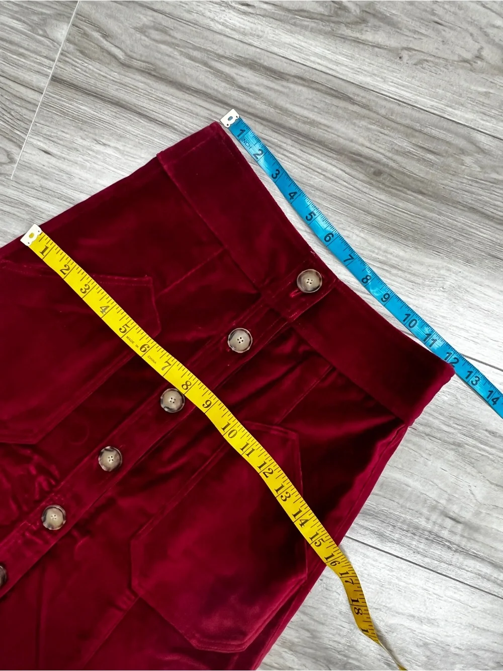 Emerson Fry Margot Button Front A line Red Velvet Skirt Size XS NWT